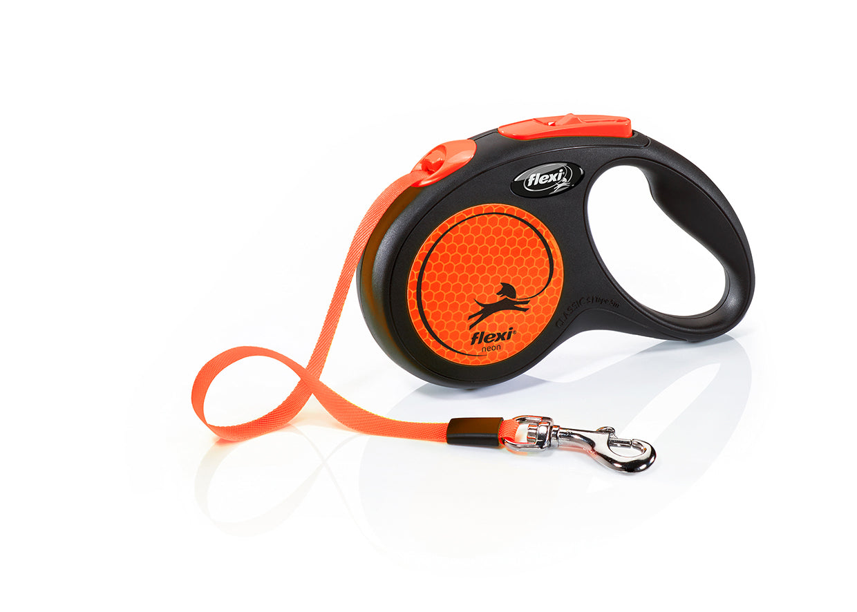 Flexi NEW Neon S - 5 Meter Reflex Gurtleine - Für Hunde bis 15 kg