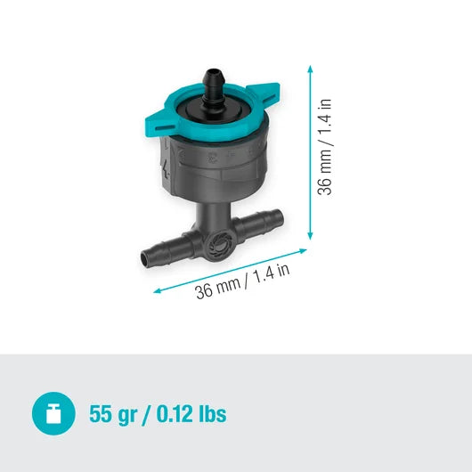 GARDENA Micro-Drip-System Adjustable In-Line Drip Head 1-8 l/h, pressure-equalizing - Contents: 5 In-Line Drip Heads, 1 End Cap
