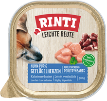 Rinti Light Prey Chicken Pure + Poultry Hearts - Tray