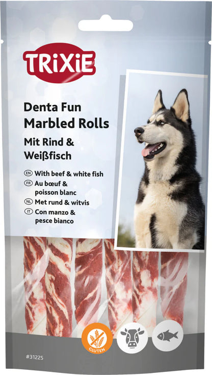Trixie Denta Fun Marbled Rolls mit Rind & Weißfisch
