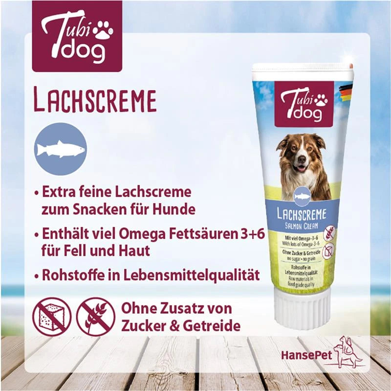 TubiDog® Lachscreme Tube für Hunde – 75 g