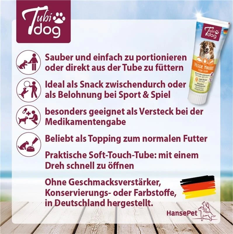 TubiDog® Veggie Mousse für Hunde – Tube 75 g