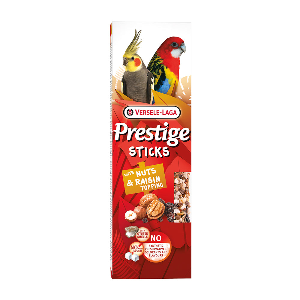 Versele-Laga Prestige Sticks Grosssittiche mit Nüssen & Rosinentopping