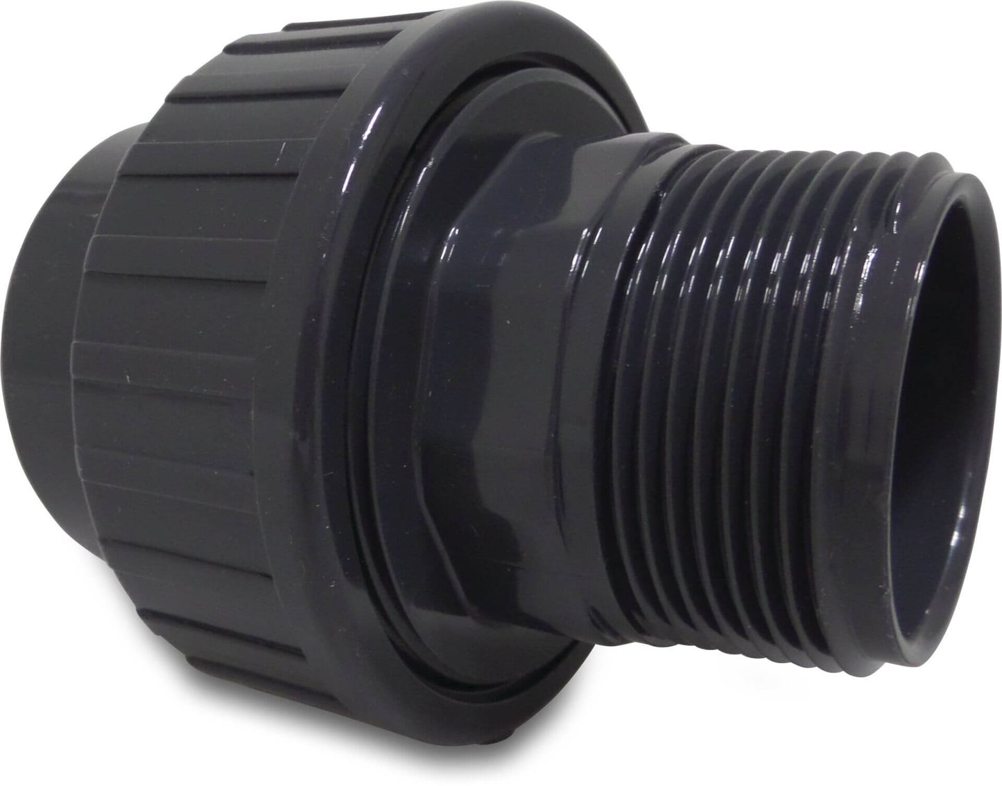 Bevo Verschraubung PVC-U 50 mm x 1 1/2" Klebemuffe x Außengewinde 10bar Grau P1