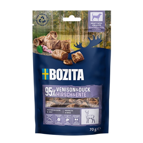 Bozita Meaty Bites Hirsch und Ente 70g  MHD 01.27