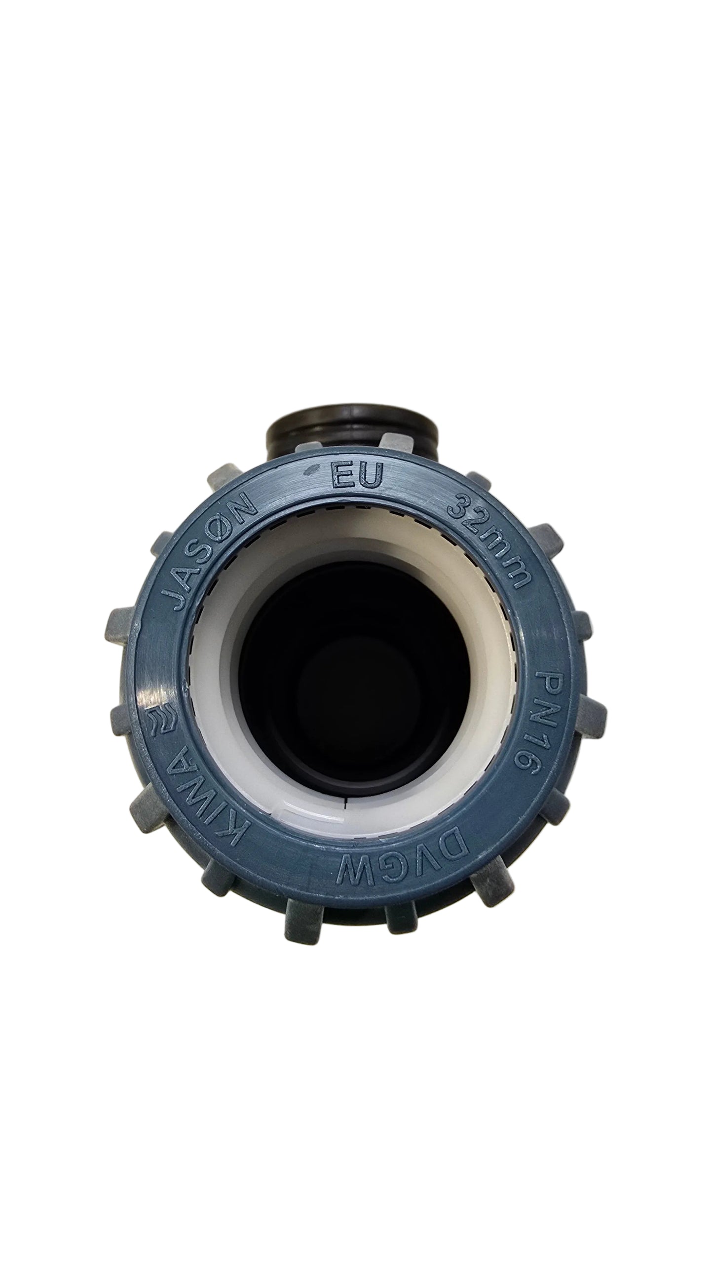 Jason T-Stück 90° PP 32 mm x 3/4" x 32 mm Klemm x Innengewinde x Klemm 16bar Schwarz/Blau DVGW/KIWA/WRAS/SVGW