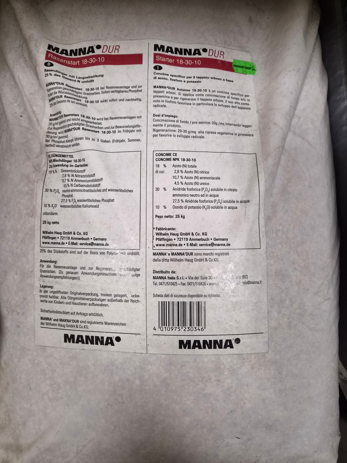 Hauert Manna Lawn Starter Fertilizer 25 kg