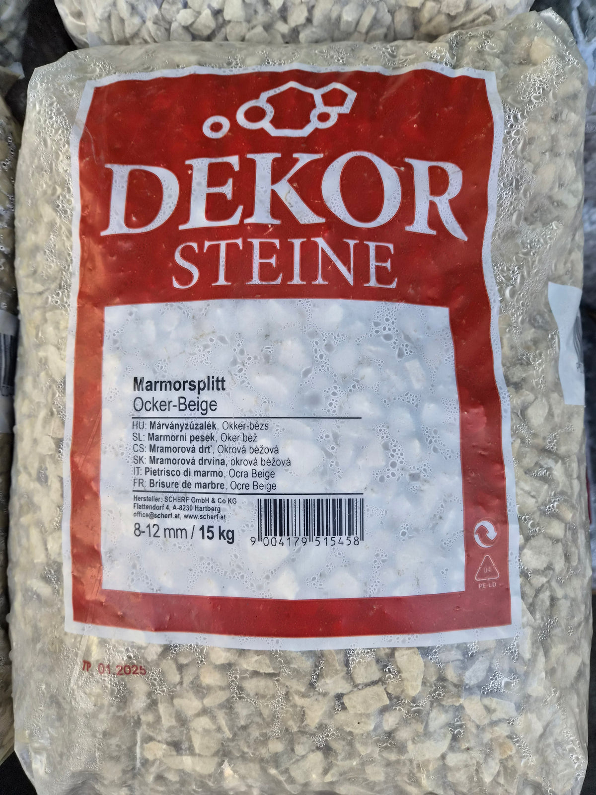 Naturstein Marmorsplitt Ocker - Beige 8-12mm 15 kg