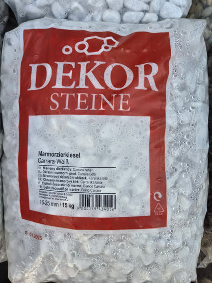 Naturstein Marmorzierkiesel Carrara weiß 15 kg