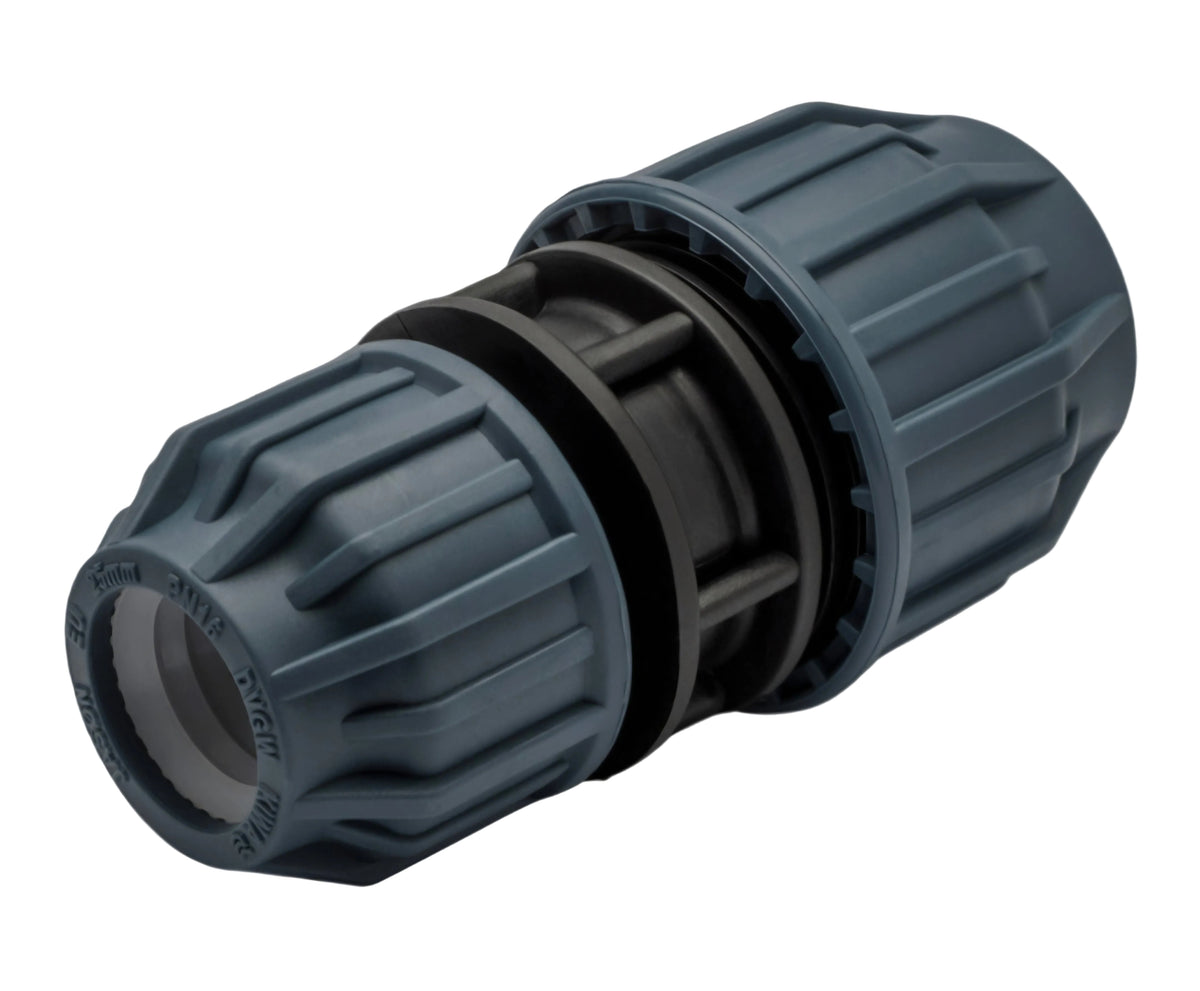 Jason Reduzierkupplung PP 32 mm x 25 mm Klemm 16bar Schwarz/Blau DVGW/KIWA/WRAS/SVGW