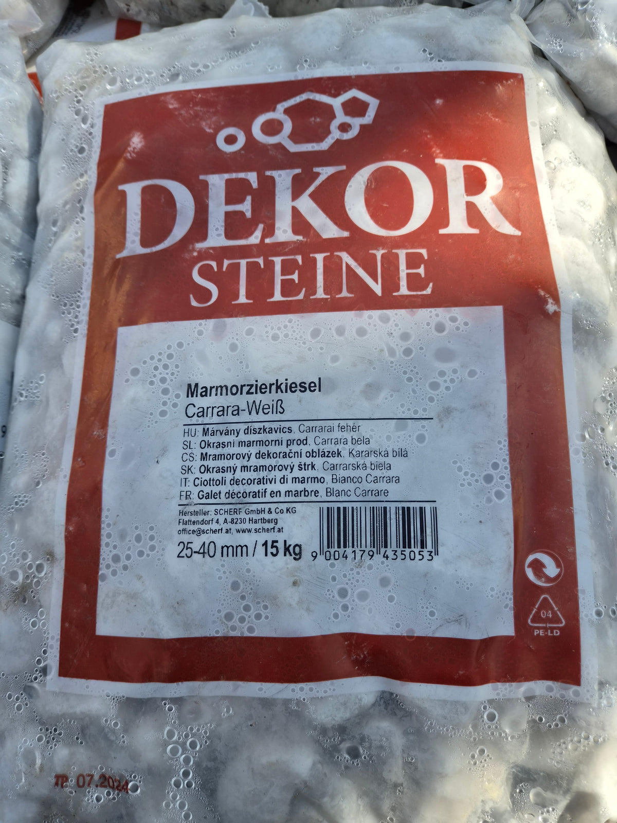 Naturstein Marmorzierkiesel Carrara weiß 15 kg
