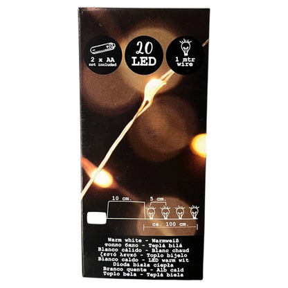 Lichterdraht 20 LED 1m Warmweiß Lichterkette mit Batterie Innen Dekor